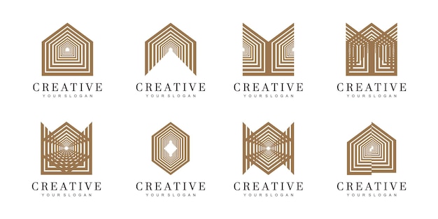 Diseño de logotipo de casa Setillustration con vector premium de concepto creativo