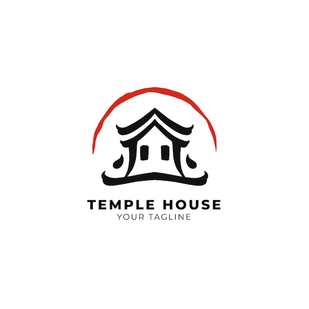 Diseño de logotipo de casa de templo asiático