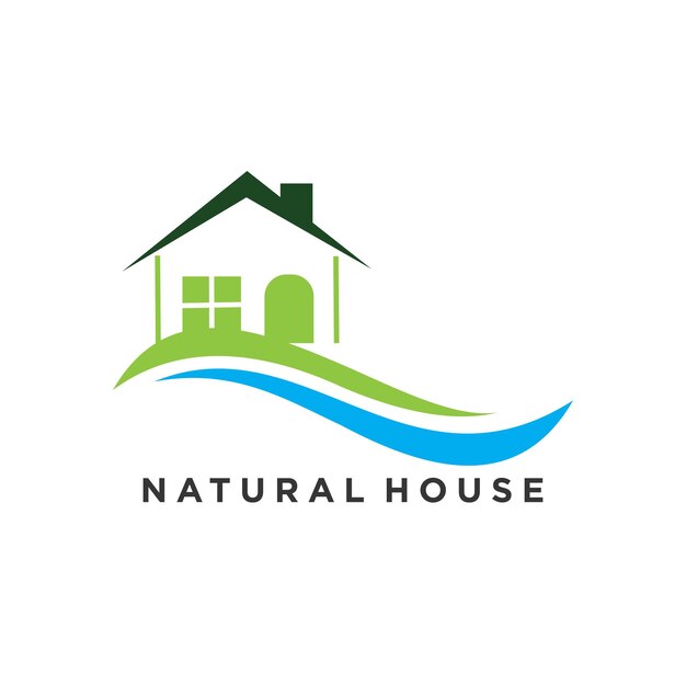 Diseño de logotipo de casa vectorial con concepto de naturaleza