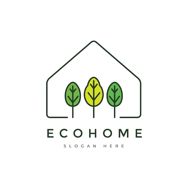 El diseño del logotipo de la casa verde ecológica es un vector minimalista