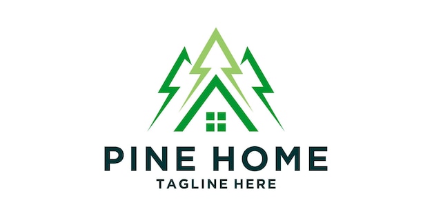 diseño del logotipo casas de pino, madera, bosques, casas simbólicas, acreativas