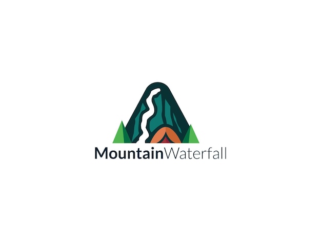 diseño de logotipo de cascada de montaña vectorial