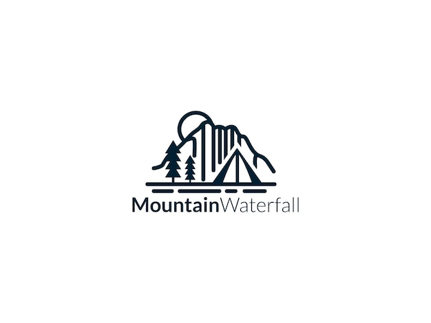 diseño de logotipo de cascada de montaña vectorial
