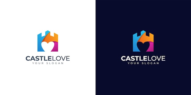 Diseño de logotipo de castillo y amor