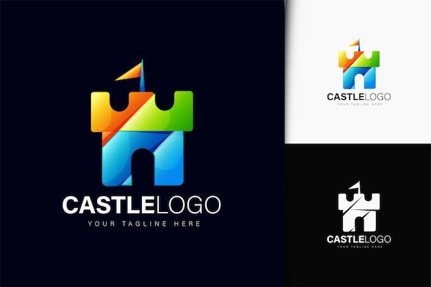 Diseño de logotipo de castillo con degradado.