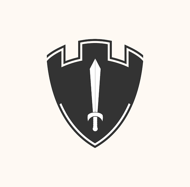 Diseño del logotipo del castillo con la espada