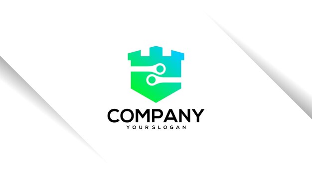 diseño de logotipo de castillo moderno vectorial con conexión