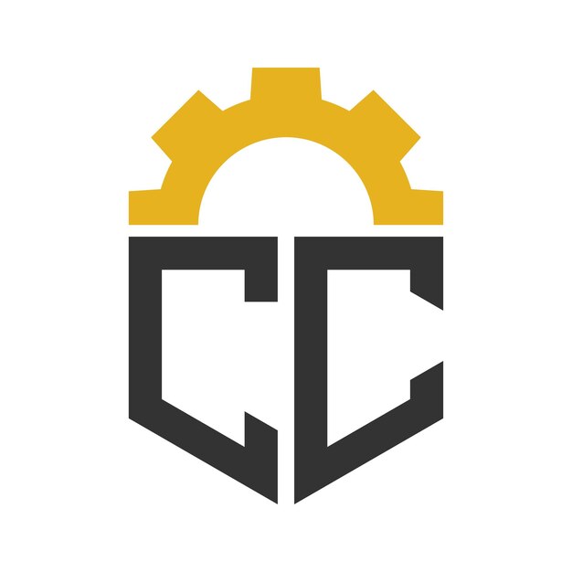 Diseño del logotipo de CC Letter Gear para el centro de servicio de reparación de fábricas industriales digitales y mecánicas