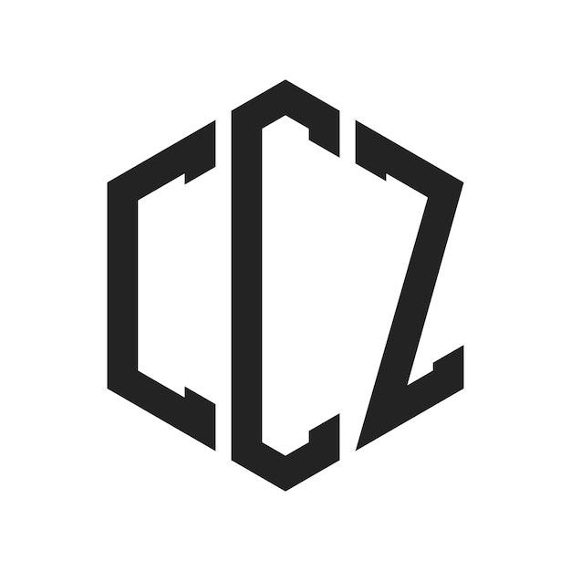 Diseño del logotipo de la CCZ Letra inicial Monograma de la CC Z Logotipo con forma de hexágono
