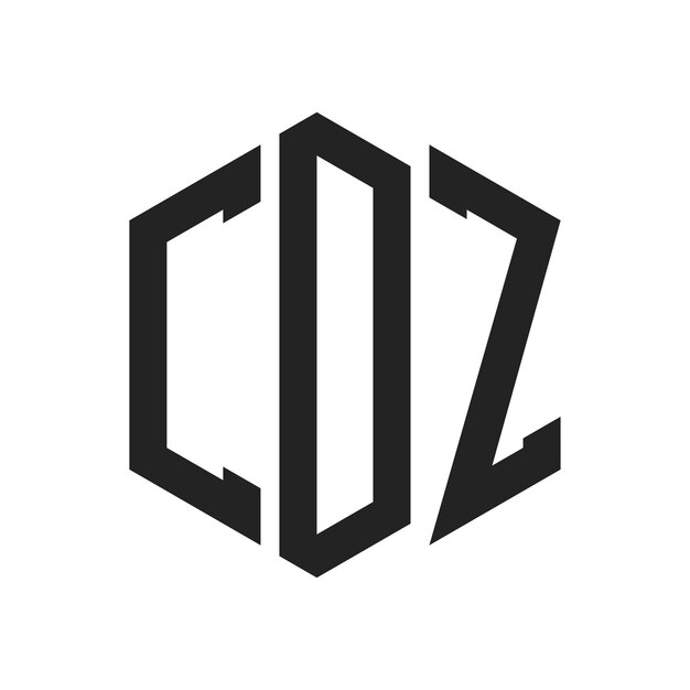 Diseño del logotipo CDZ Letra inicial CDZ Monograma Logotipo con forma de hexágono