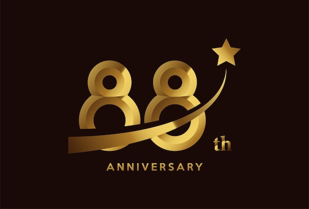 Diseño de logotipo de celebración de aniversario de oro de 88 años con símbolo de estrella