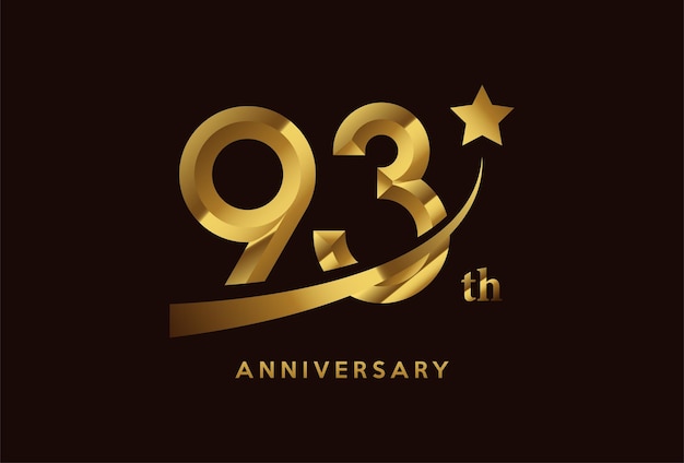 Diseño de logotipo de celebración de aniversario de oro de 93 años con símbolo de estrella