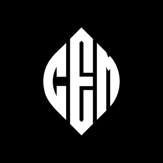 El diseño del logotipo de la CEM es de letras en círculo con forma de círculo y elipse CEM letras en elipse con estilo tipográfico Las tres iniciales forman un logotipo en círculo CEM Emblema de círculo Monograma Abstracto Carta Marca Vector