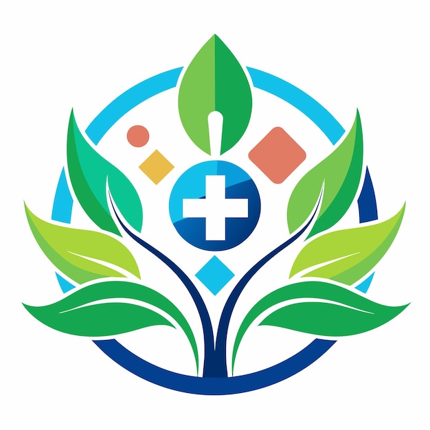 Diseño de logotipo para un centro de salud que incorpora hojas y una cruz como símbolos de curación y bienestar Crear una representación abstracta de humo ondulante