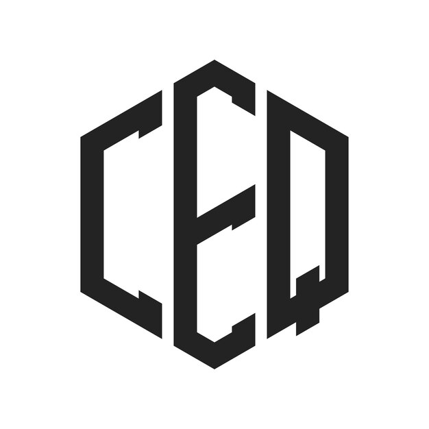 Diseño del logotipo CEQ Letra inicial CEQ Monograma Logotipo con forma de hexágono