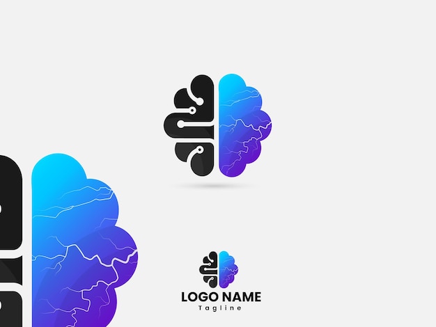 Diseño del logotipo del cerebro con chispa eléctrica Logotipo del cerebro de chispa