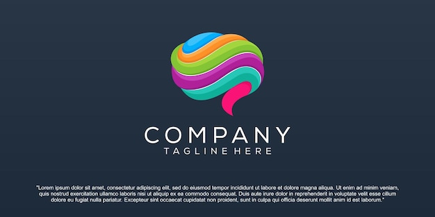 Diseño de logotipo de cerebro colorido abstracto