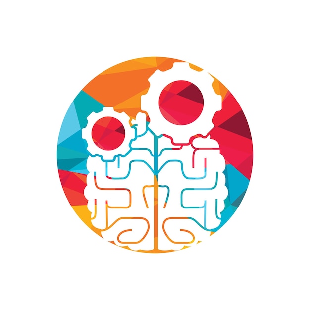 Diseño de logotipo de cerebro y engranaje