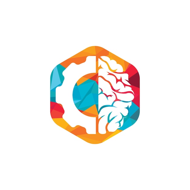 Diseño de logotipo de cerebro y engranaje