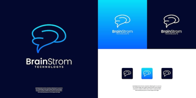 Diseño de logotipo de cerebro inteligente sencillo para tormenta de ideas pensamiento de alta innovación inteligencia artificial plantilla de diseño de logotipo