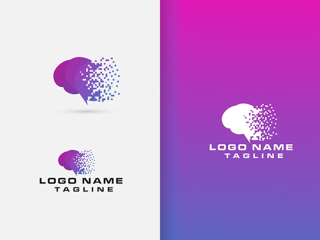 Vector diseño del logotipo del cerebro de píxeles logotipo del cerebro con píxeles plantilla human premium logotipo del cerebro digital