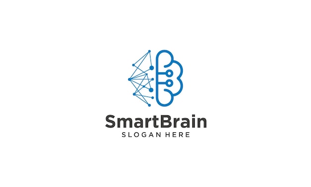 Diseño de logotipo de cerebro de tecnología inteligente humana