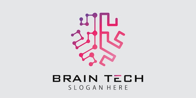 Diseño de logotipo de cerebro de tecnología