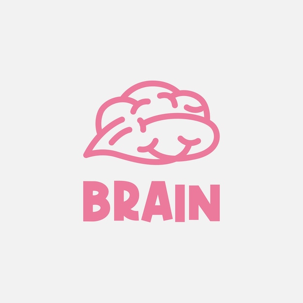 diseño de logotipo de cerebro vectorial ilustración de vector de línea mono
