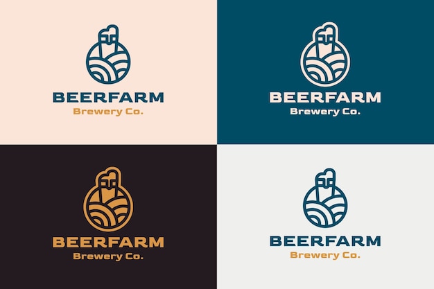 Vector diseño de logotipo de cervecería de diseño plano