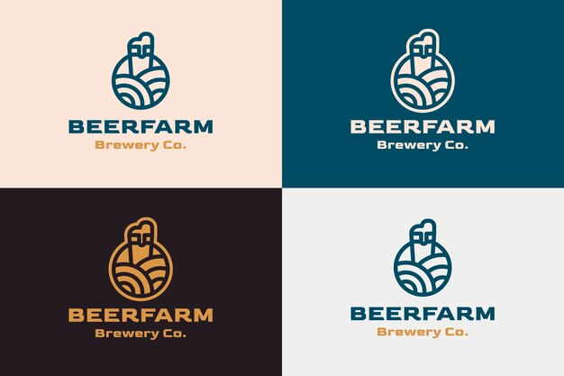 Diseño de logotipo de cervecería de diseño plano