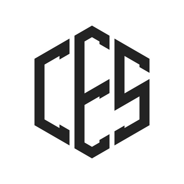 Diseño del logotipo de CES Letra inicial Logotipo del monograma de CES con forma de hexágono