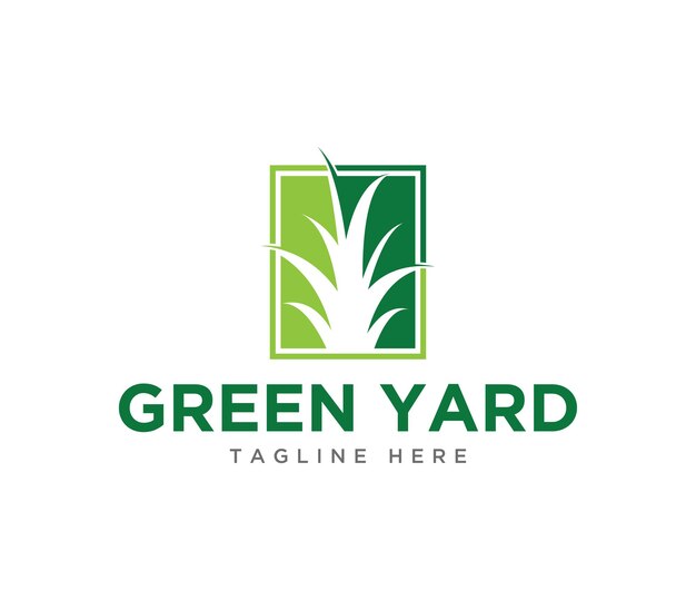 Diseño de logotipo de césped con plantilla