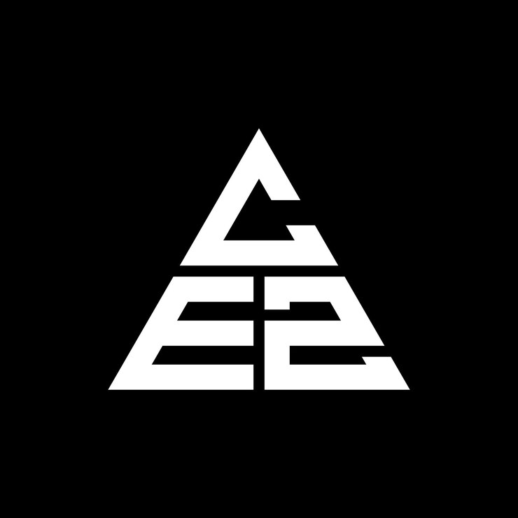 Vector diseño del logotipo de la cez con letras triangulares en forma de triángulo diseño del monograma del logotipo del cez con triángulo vectorial plantilla del logotipo con color rojo logotipo triangular de cez simple elegante y lujoso