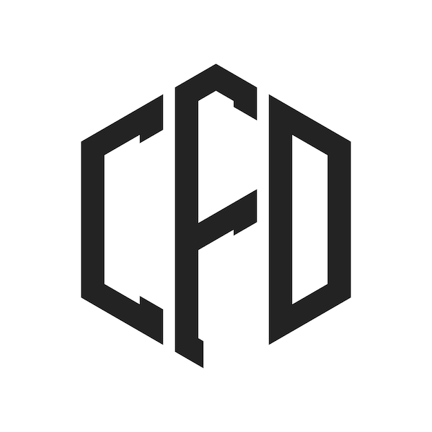 Diseño del logotipo CFD Letra inicial CFD Monograma Logotipo con forma de hexágono