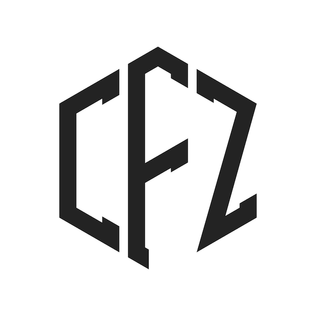 Diseño del logotipo CFZ Letra inicial CFZ Monograma Logotipo con forma de hexágono