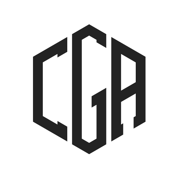 Diseño del logotipo de CGA Letra inicial Monograma de CGA Logotipo con forma de hexágono