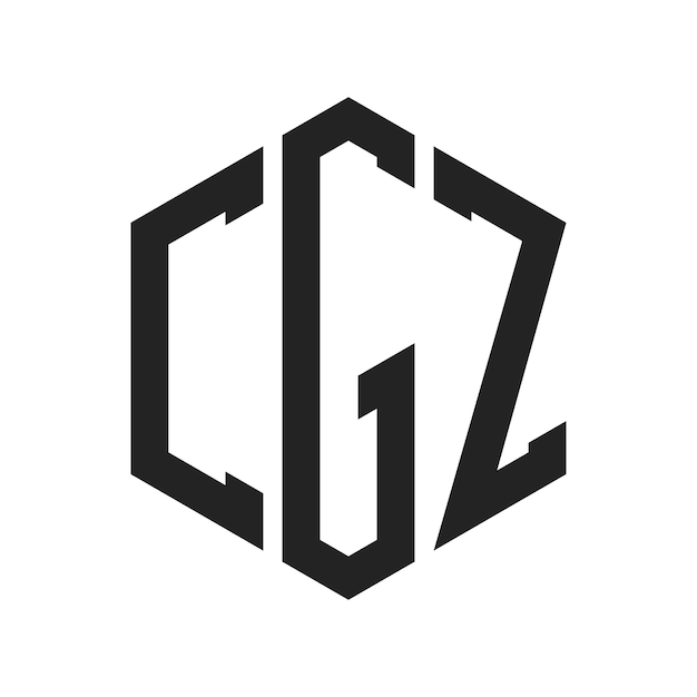 Diseño del logotipo CGZ Letra inicial CGZ Monograma Logotipo con forma de hexágono