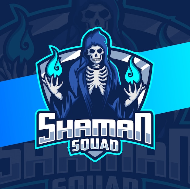 Diseño de logotipo de chamán mago oscuro mascota esport