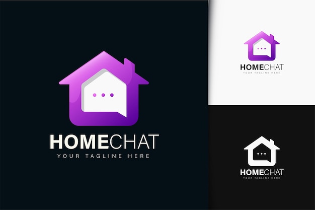 Diseño de logotipo de chat en casa con degradado