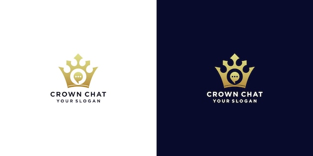 Vector diseño de logotipo de chat de corona