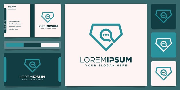 diseño de logotipo de chat y diamante abstracto