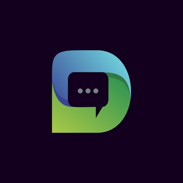 Diseño de logotipo de chat de letra d