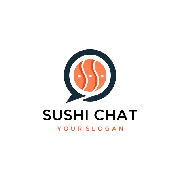 Vector diseño del logotipo del chat de sushi vectorial