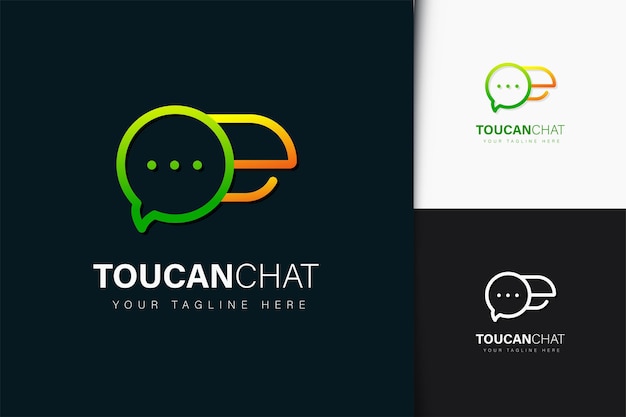 Diseño de logotipo de chat de tucán con degradado.