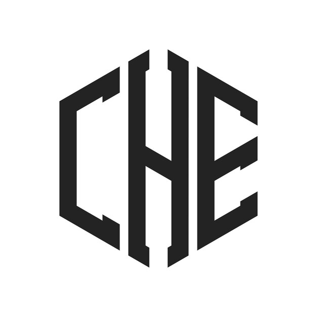 Diseño del logotipo CHE Letra inicial CHE Monograma Logotipo con forma de hexágono