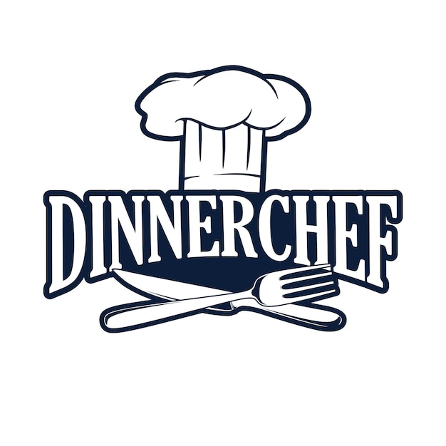 Diseño de logotipo de chef de cena