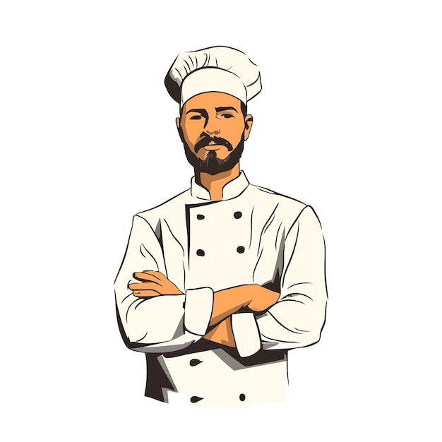 Diseño de logotipo de chef Dibujo abstracto chef cocinero o panadero icono del logotipo Ilustración de vector lindo