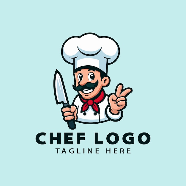 Diseño del logotipo del chef Logotipo del restaurante Logotipo de la catering Vector del concepto de cocina