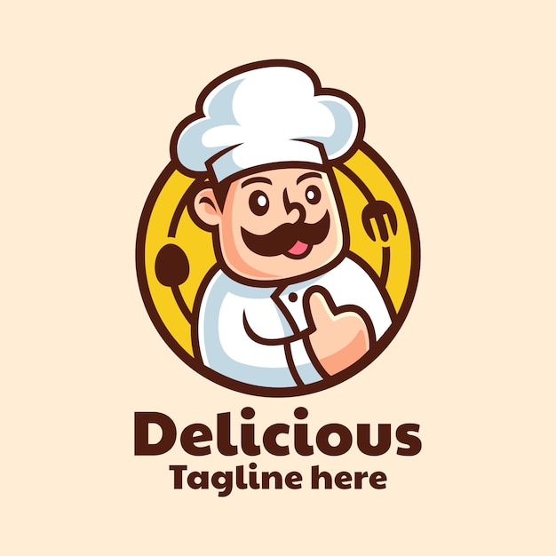 diseño de logotipo de chef de personaje de dibujos animados