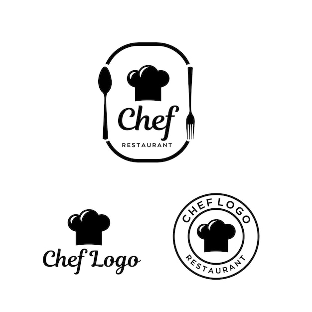 diseño del logotipo del chef del restaurante con archivo vectorial editable